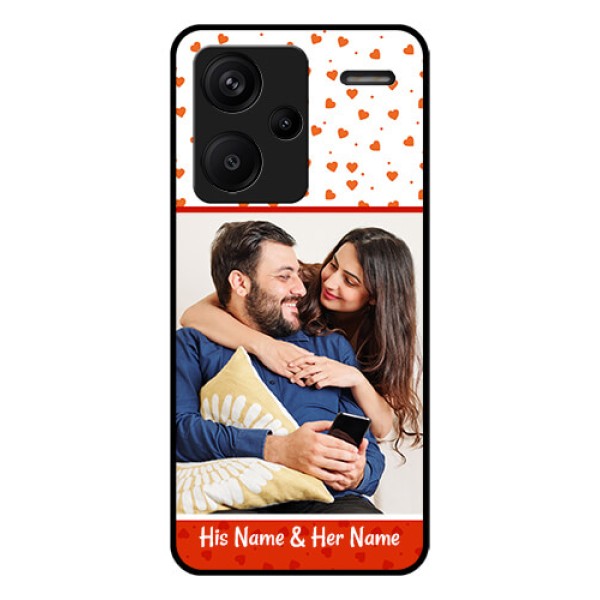 Xiaomi Redmi Note 13 Pro Plus 5G Custom Glass Phone Case - Orange Love Symbol Design