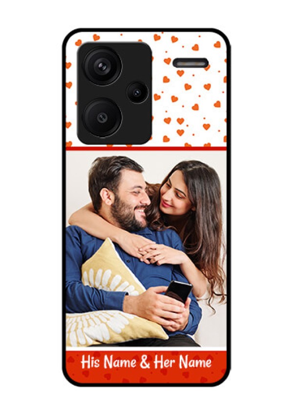 Xiaomi Redmi Note 13 Pro Plus 5G Custom Glass Phone Case - Orange Love Symbol Design