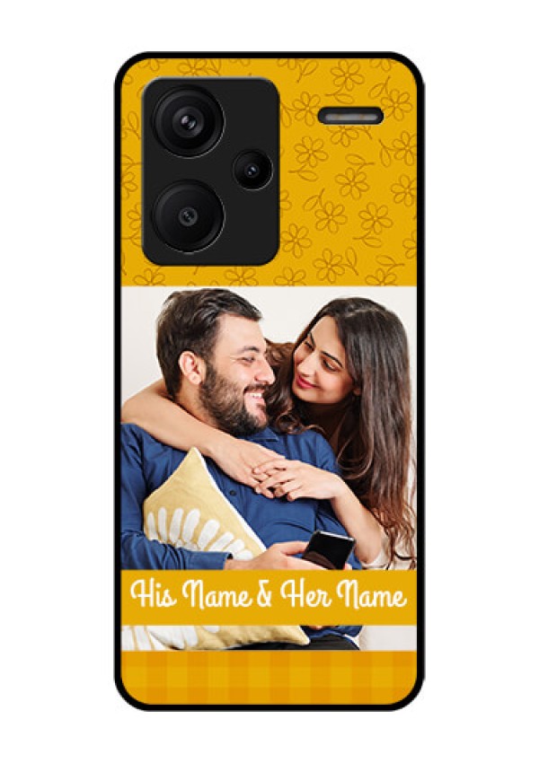 Xiaomi Redmi Note 13 Pro Plus 5G Custom Glass Phone Case - Yellow Floral Design