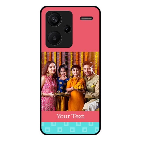 Xiaomi Redmi Note 13 Pro Plus 5G Custom Glass Phone Case - Peach & Blue Color Design