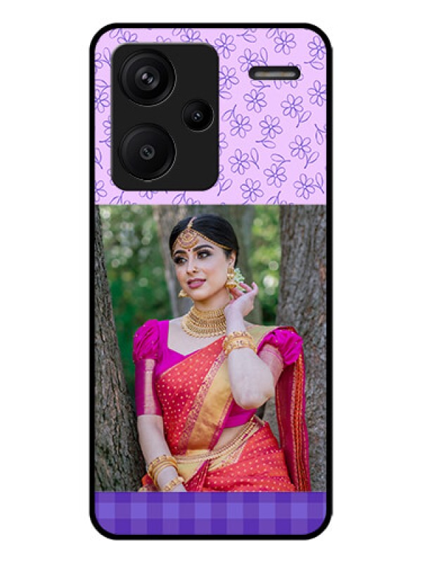Custom Xiaomi Redmi Note 13 Pro Plus 5G Custom Glass Phone Case - Purple Floral Design