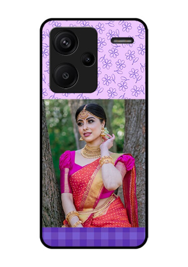 Xiaomi Redmi Note 13 Pro Plus 5G Custom Glass Phone Case - Purple Floral Design
