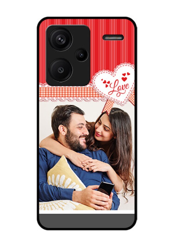 Xiaomi Redmi Note 13 Pro Plus 5G Custom Glass Phone Case - Red Love Pattern Design