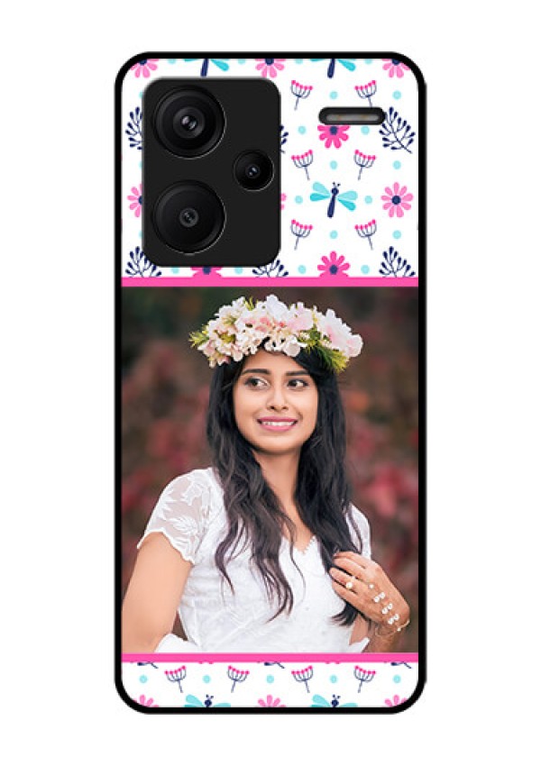 Xiaomi Redmi Note 13 Pro Plus 5G Custom Glass Phone Case - Colorful Flower Design