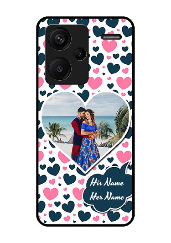 Xiaomi Redmi Note 13 Pro Plus 5G Custom Glass Phone Case - Pink & Blue Heart Design