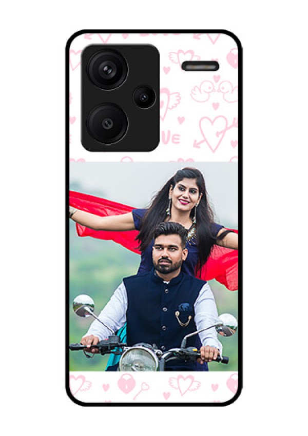 Xiaomi Redmi Note 13 Pro Plus 5G Custom Glass Phone Case - Pink Flying Heart Design