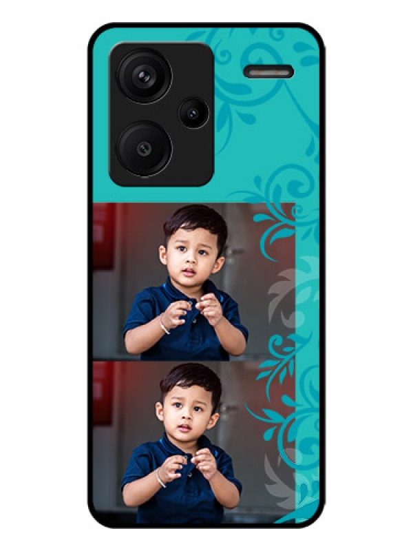 Custom Xiaomi Redmi Note 13 Pro Plus 5G Custom Glass Phone Case - With Photo And Green Floral Design