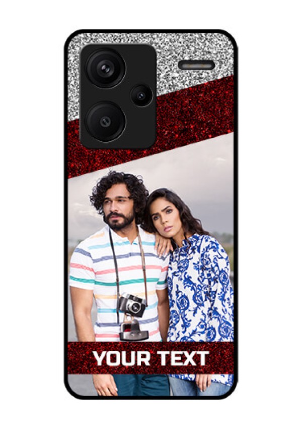 Xiaomi Redmi Note 13 Pro Plus 5G Custom Glass Phone Case - Image Holder With Glitter Strip Design
