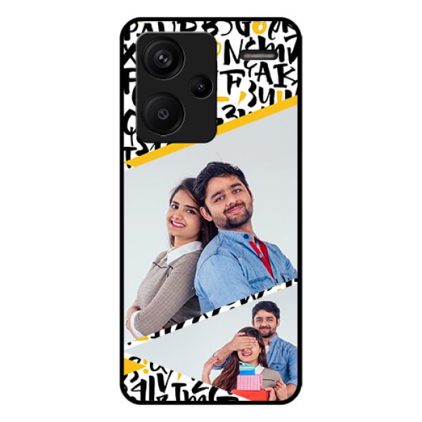Xiaomi Redmi Note 13 Pro Plus 5G Custom Glass Phone Case - Letters Pattern Design
