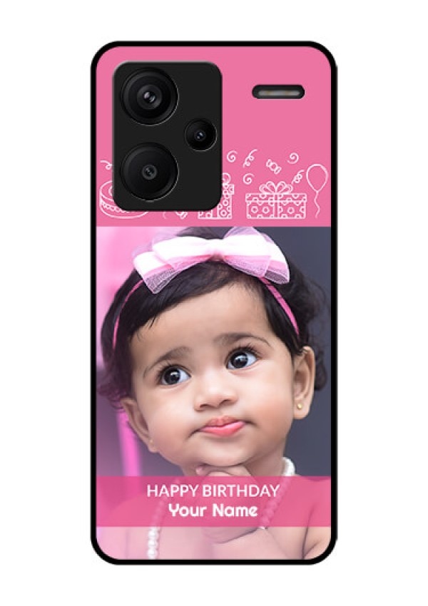 Xiaomi Redmi Note 13 Pro Plus 5G Custom Glass Phone Case - With Birthday Line Art Design