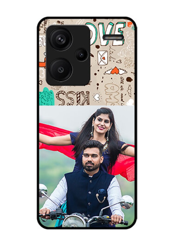 Xiaomi Redmi Note 13 Pro Plus 5G Custom Glass Phone Case - Love Doodle Pattern