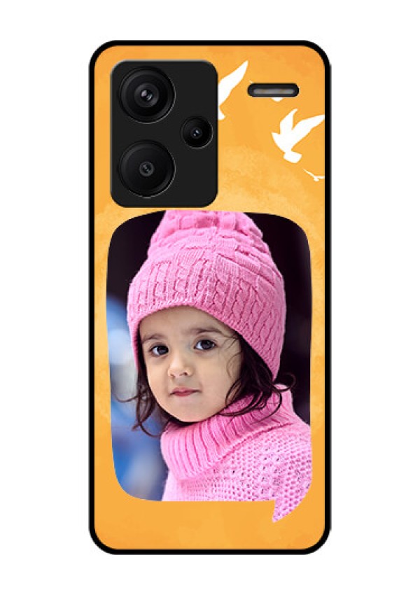 Xiaomi Redmi Note 13 Pro Plus 5G Custom Glass Phone Case - Water Color Design With Bird Icons