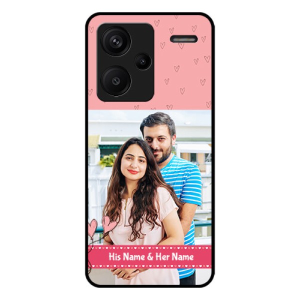 Xiaomi Redmi Note 13 Pro Plus 5G Custom Glass Phone Case - Love Design Peach Color
