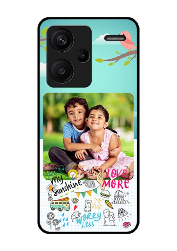 Xiaomi Redmi Note 13 Pro Plus 5G Custom Glass Phone Case - Doodle Love Design