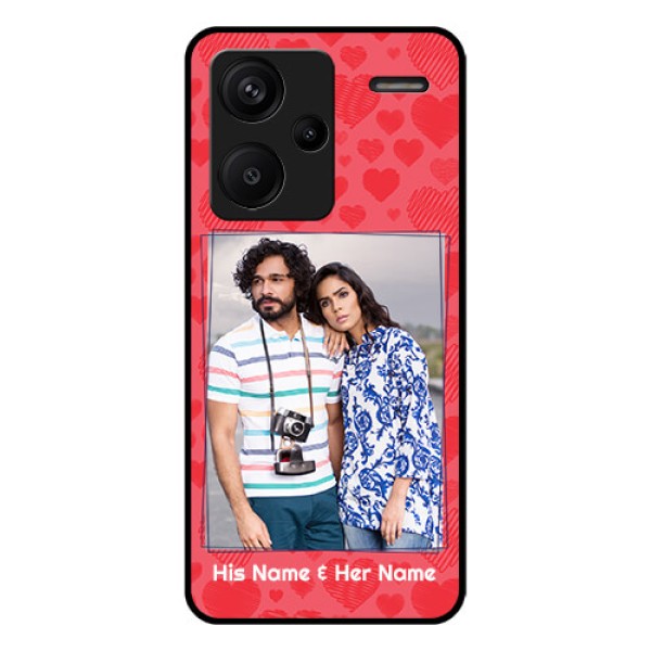 Xiaomi Redmi Note 13 Pro Plus 5G Custom Glass Phone Case - With Red Heart Symbols Design Xiaomi Redmi Note 13 Pro Plus 5G Custom Glass Phone Case - With Red Heart Symbols Design