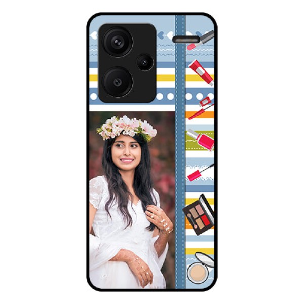 Xiaomi Redmi Note 13 Pro Plus 5G Custom Glass Phone Case - Makeup Icons Design