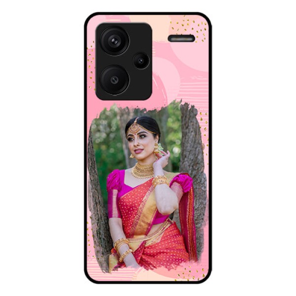 Xiaomi Redmi Note 13 Pro Plus 5G Custom Glass Phone Case - Gold Glitter Splash Design