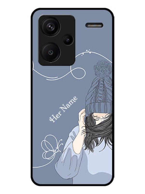 Custom Xiaomi Redmi Note 13 Pro Plus 5G Custom Glass Phone Case - Girl In Winter Outfit Design