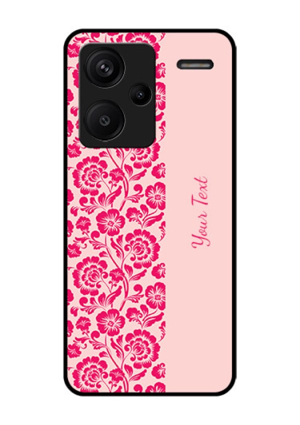 Xiaomi Redmi Note 13 Pro Plus 5G Custom Glass Phone Case - Attractive Floral Pattern Design