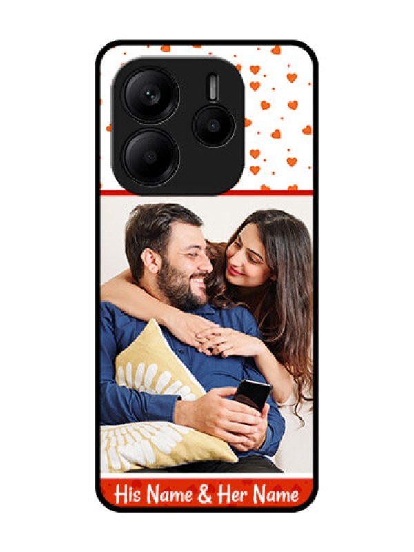 Custom Redmi Note 14 5G Custom Glass Phone CaseOrange Love Symbol Design