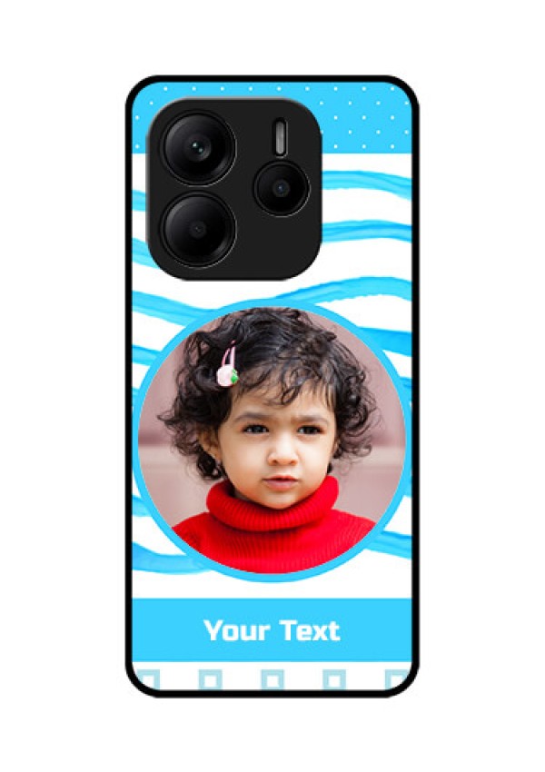 Redmi Note 14 5G Custom Glass Phone CaseSimple Blue Case Design