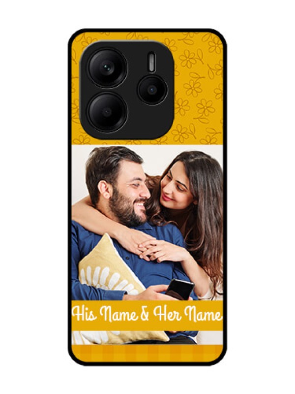 Custom Redmi Note 14 5G Custom Glass Phone CaseYellow Floral Design