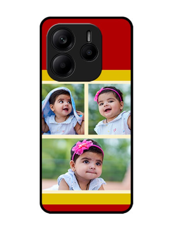 Custom Redmi Note 14 5G Custom Glass Phone CaseMultiple Pic Upload Design