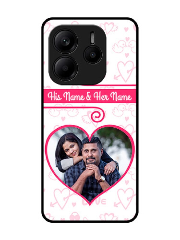 Custom Redmi Note 14 5G Custom Glass Phone CaseHeart Shape Love Design