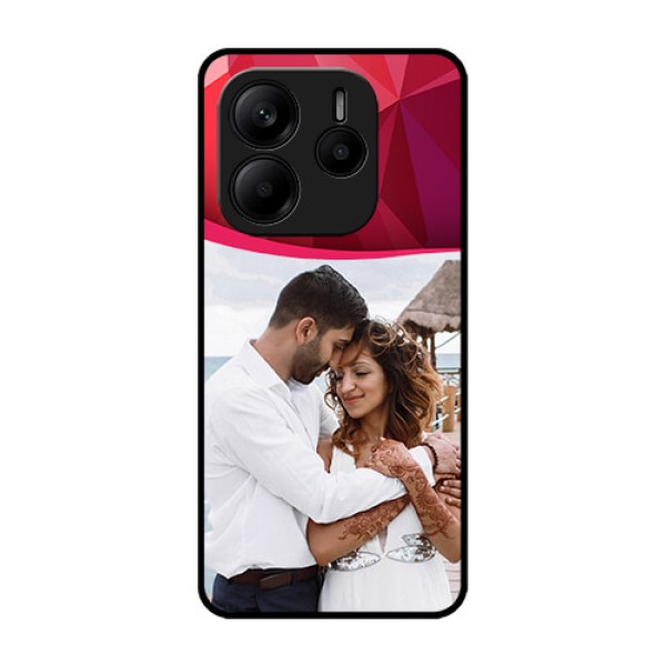 Redmi Note 14 5G Custom Glass Phone CaseRed Abstract Design