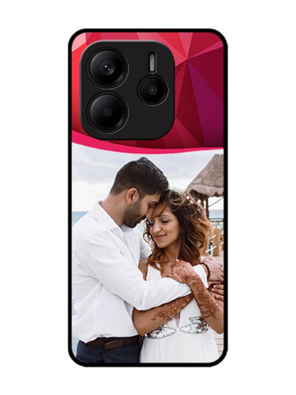 Custom Redmi Note 14 5G Custom Glass Phone CaseRed Abstract Design