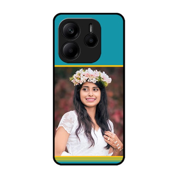 Redmi Note 14 5G Custom Glass Phone CaseYellow and Blue Design