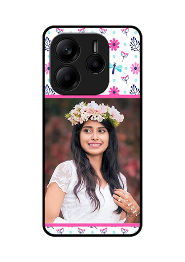 Redmi Note 14 5G Custom Glass Phone CaseColorful Flower Design