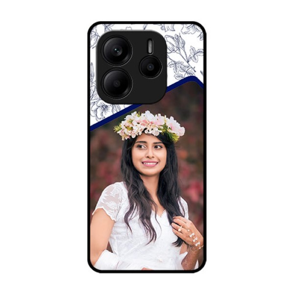 Redmi Note 14 5G Custom Glass Phone CaseClassy Floral Design Redmi Note 14 5G Custom Glass Phone CaseClassy Floral Design