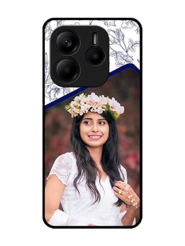 Custom Redmi Note 14 5G Custom Glass Phone CaseClassy Floral Design