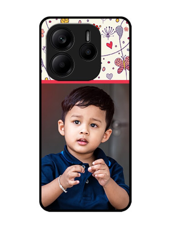 Custom Redmi Note 14 5G Custom Glass Phone CasePremium Floral Design