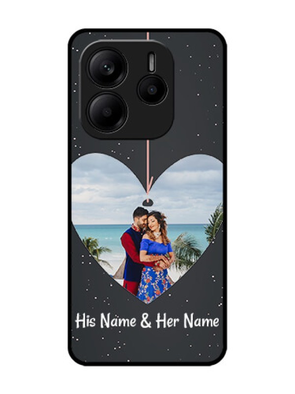 Custom Redmi Note 14 5G Custom Glass Phone CaseHanging Heart Design