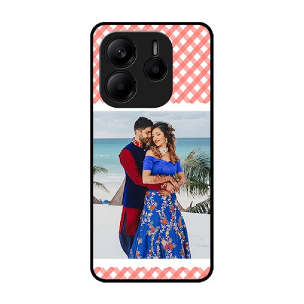 Redmi Note 14 5G Custom Glass Phone CasePink Pattern Design