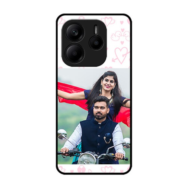 Redmi Note 14 5G Custom Glass Phone CasePink Flying Heart Design Redmi Note 14 5G Custom Glass Phone CasePink Flying Heart Design