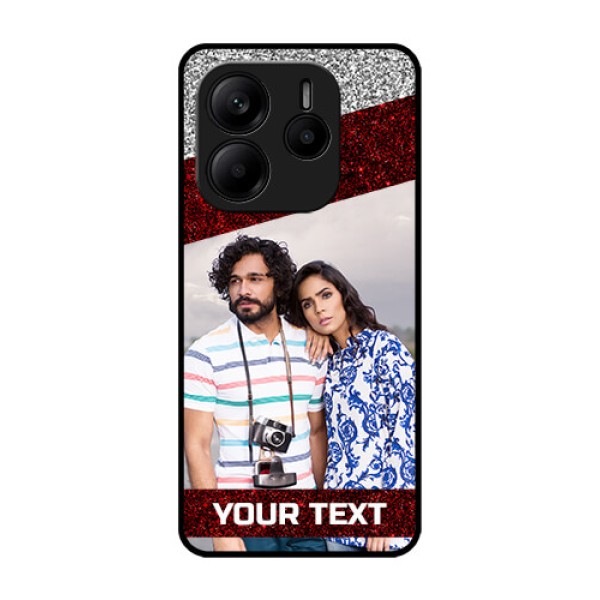 Redmi Note 14 5G Custom Glass Phone CaseImage Holder With Glitter Strip Design Redmi Note 14 5G Custom Glass Phone CaseImage Holder With Glitter Strip Design