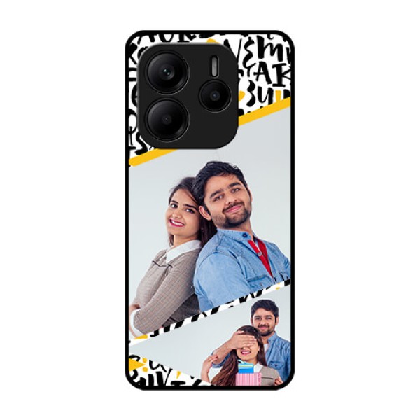Redmi Note 14 5G Custom Glass Phone CaseLetters Pattern Design