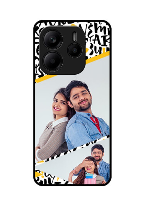 Redmi Note 14 5G Custom Glass Phone CaseLetters Pattern Design