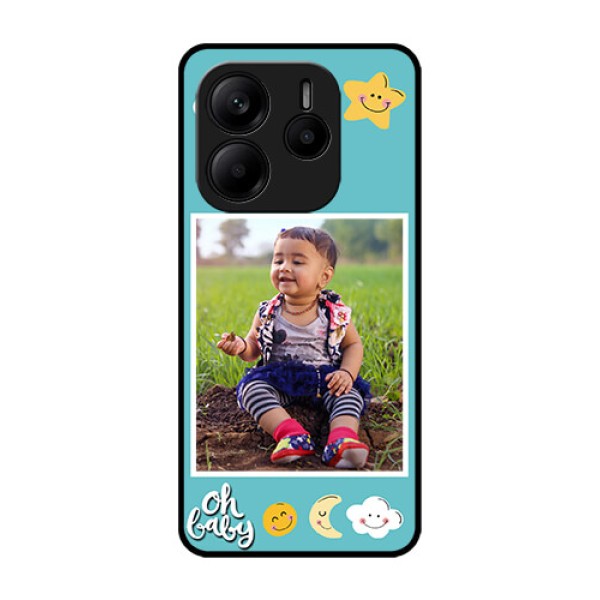 Redmi Note 14 5G Custom Glass Phone CaseSmiley Kids Stars Design Redmi Note 14 5G Custom Glass Phone CaseSmiley Kids Stars Design