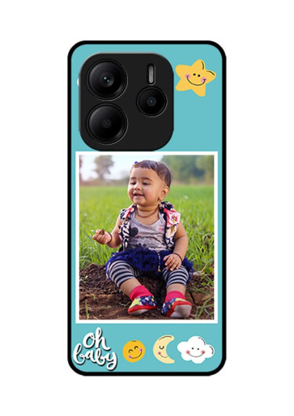 Redmi Note 14 5G Custom Glass Phone CaseSmiley Kids Stars Design