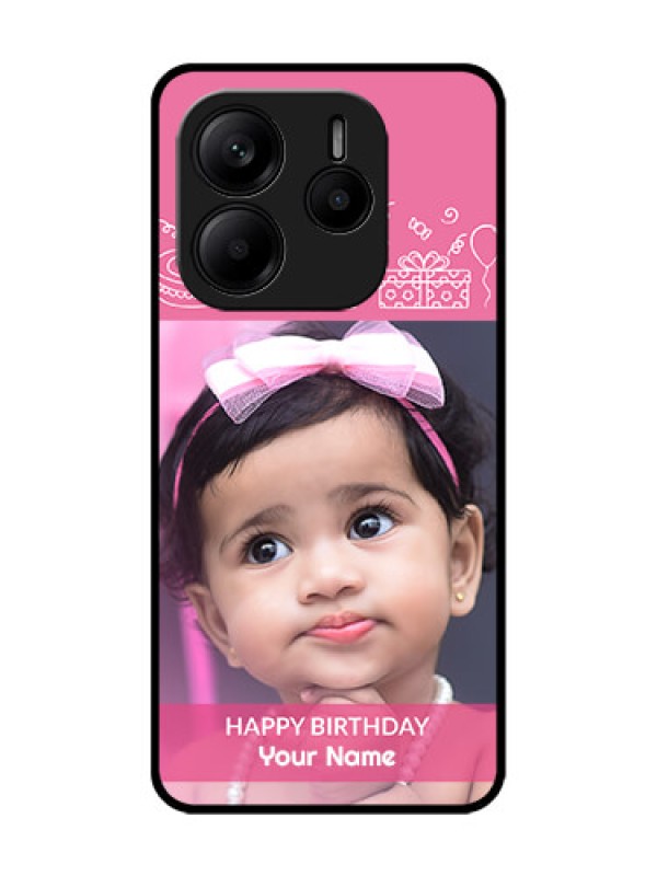 Custom Redmi Note 14 5G Custom Glass Phone CaseWith Birthday Line Art Design