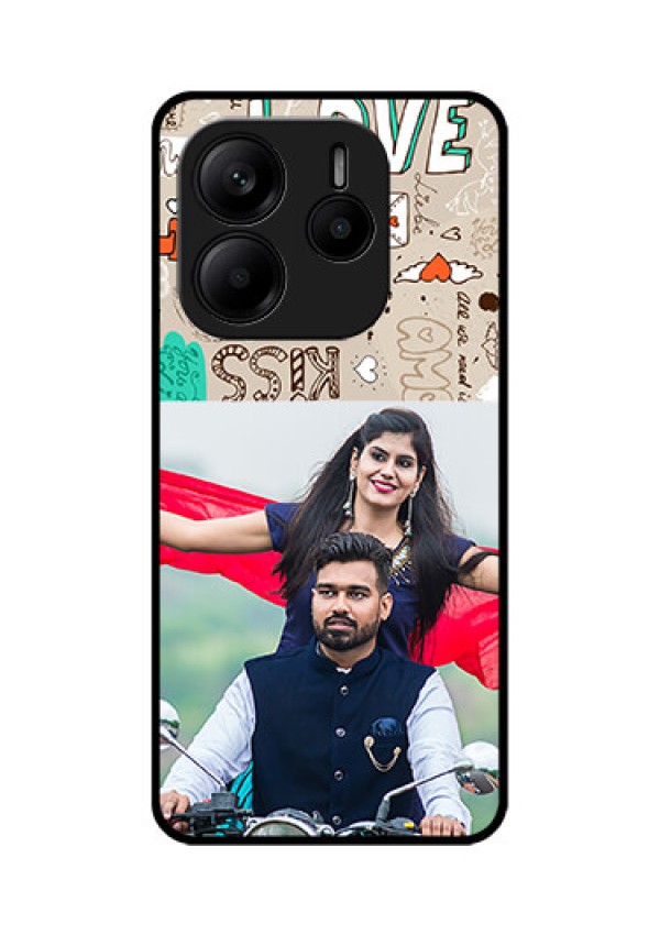 Redmi Note 14 5G Custom Glass Phone CaseLove Doodle Pattern