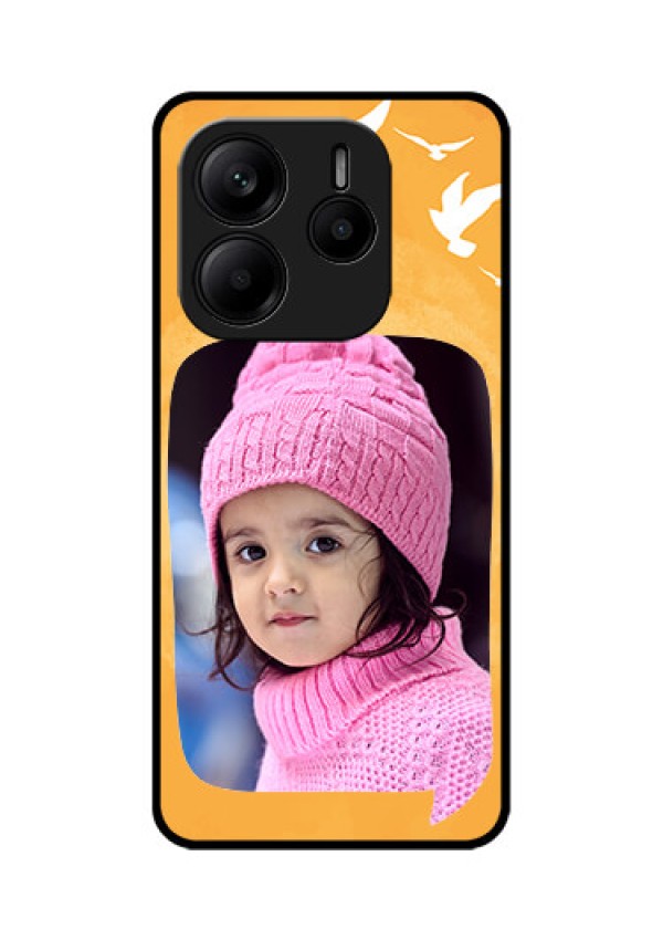 Redmi Note 14 5G Custom Glass Phone CaseWater Color Design With Bird Icons