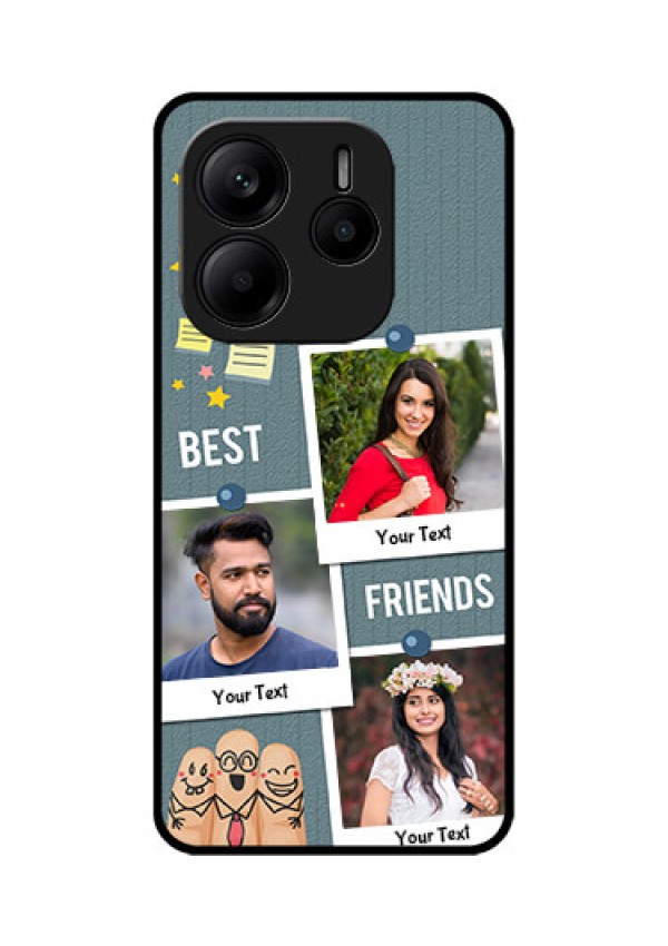 Redmi Note 14 5G Custom Glass Phone CaseSticky Frames And Friendship Design