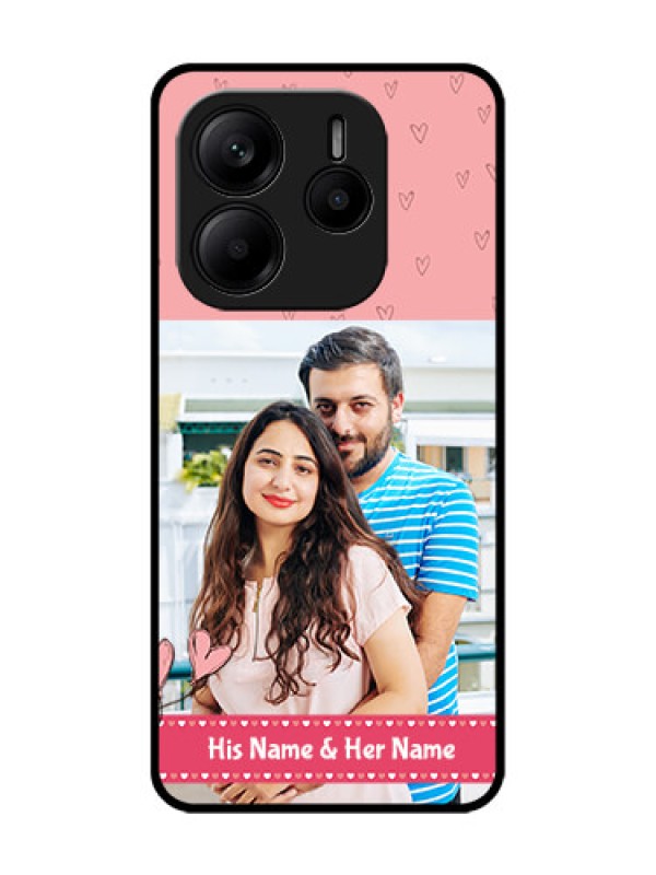 Custom Redmi Note 14 5G Custom Glass Phone CaseLove Design Peach Color