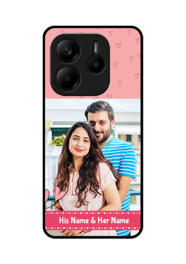Redmi Note 14 5G Custom Glass Phone CaseLove Design Peach Color
