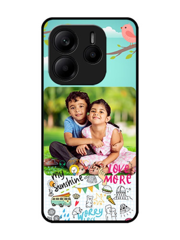 Custom Redmi Note 14 5G Custom Glass Phone CaseDoodle Love Design